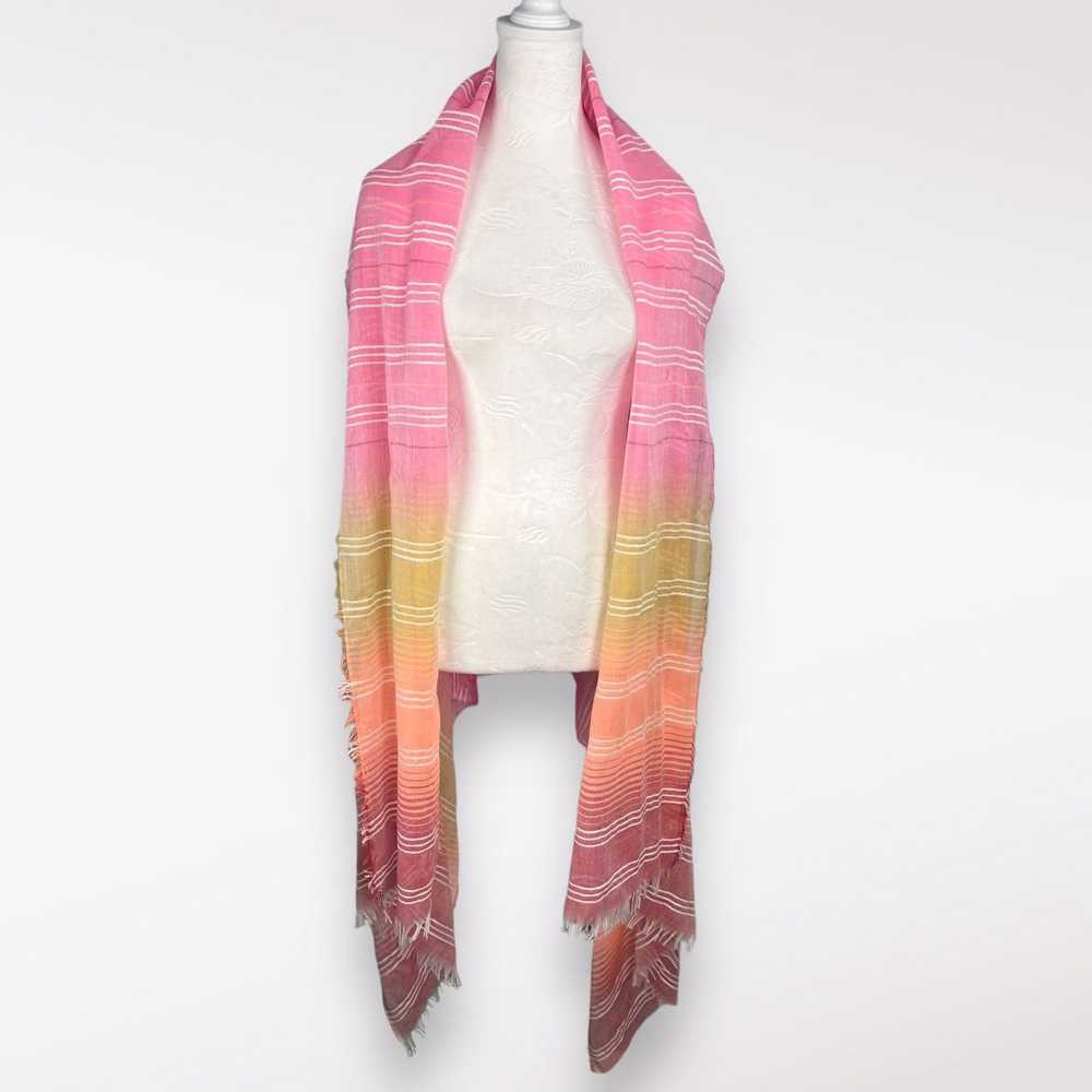 Designer 2 Chic Oversized Scarf Striped Pink Yell… - image 1