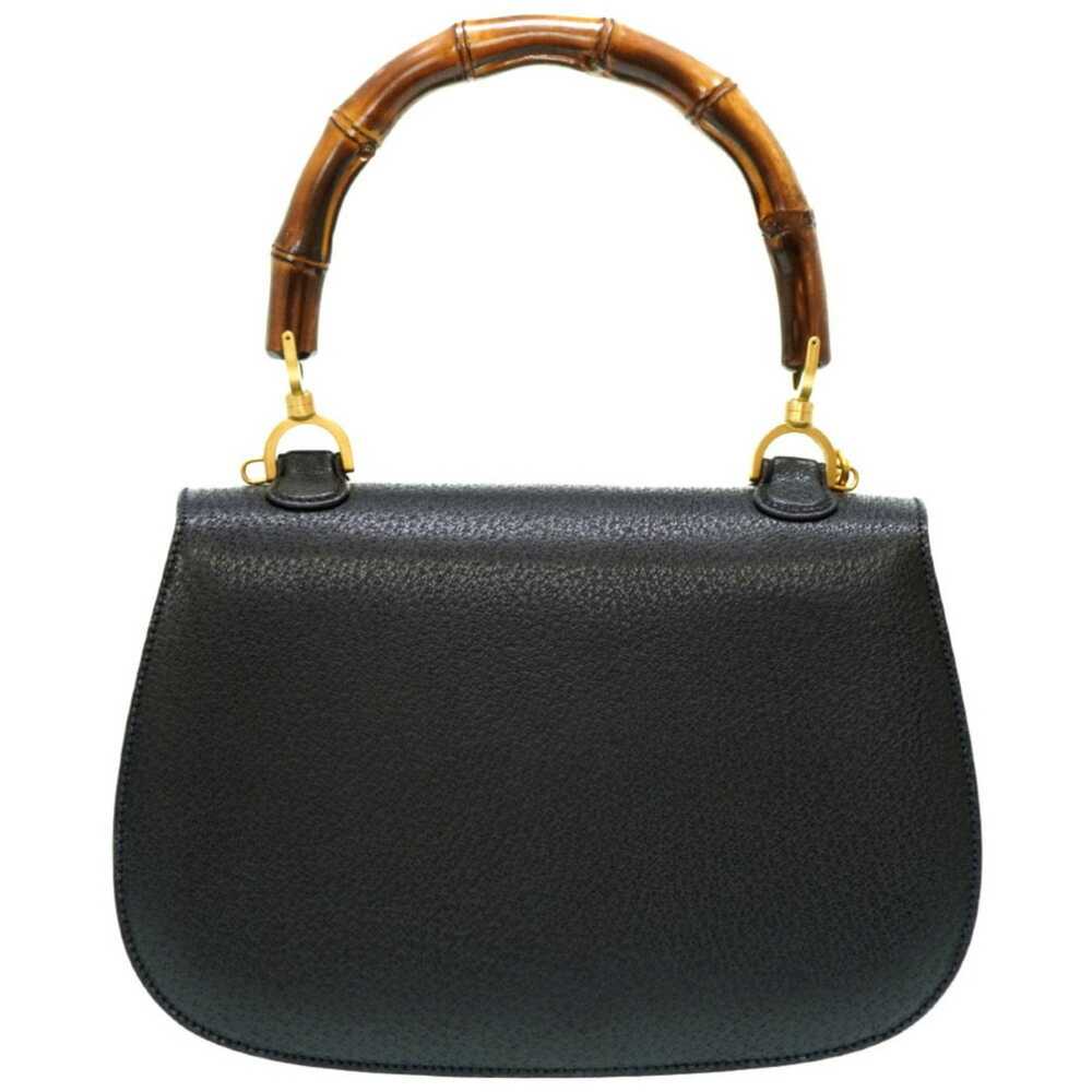 Gucci Bamboo Black Leather Handbag (Pre-Owned) - image 2