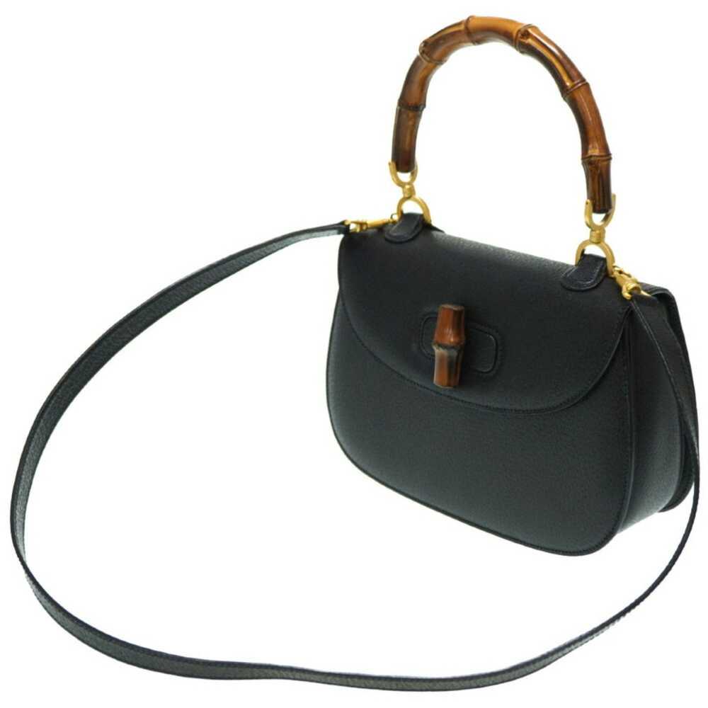 Gucci Bamboo Black Leather Handbag (Pre-Owned) - image 4