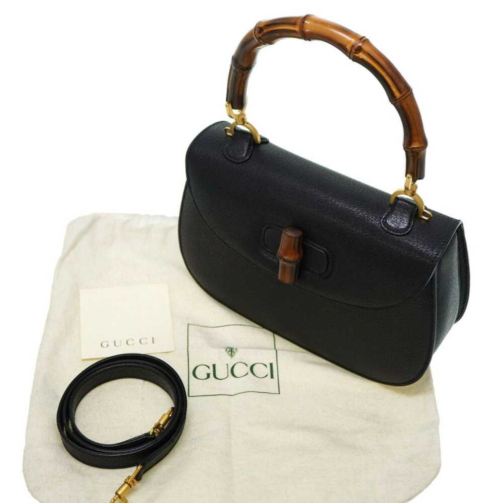 Gucci Bamboo Black Leather Handbag (Pre-Owned) - image 7