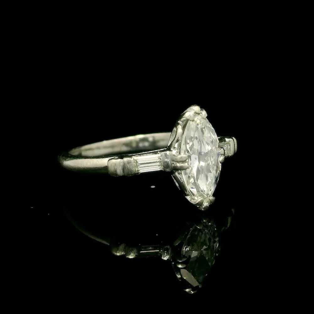 Vintage Platinum Old Cut Marquise & Baguette Diam… - image 4