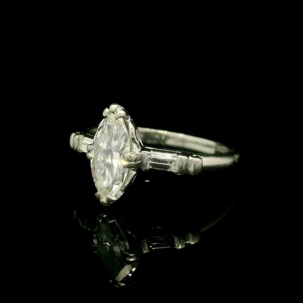 Vintage Platinum Old Cut Marquise & Baguette Diam… - image 6