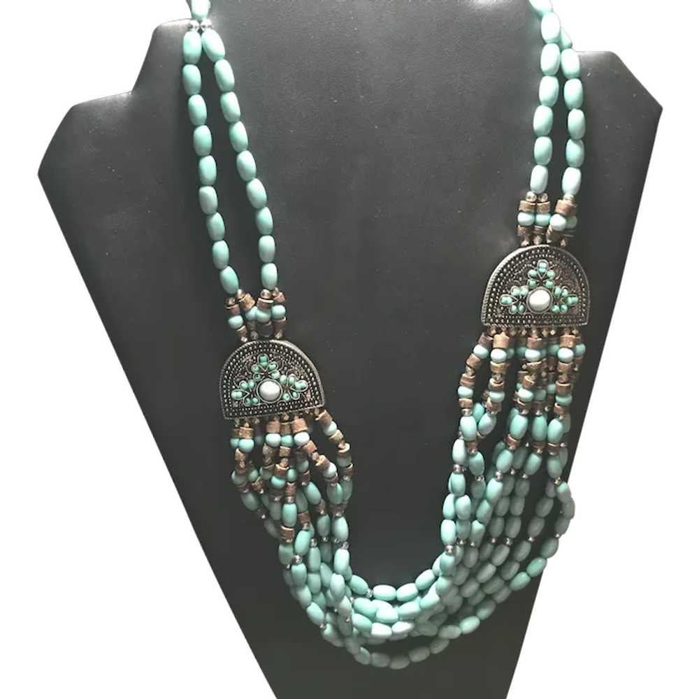 Fabulous Nine Strand Aqua Necklace - image 1