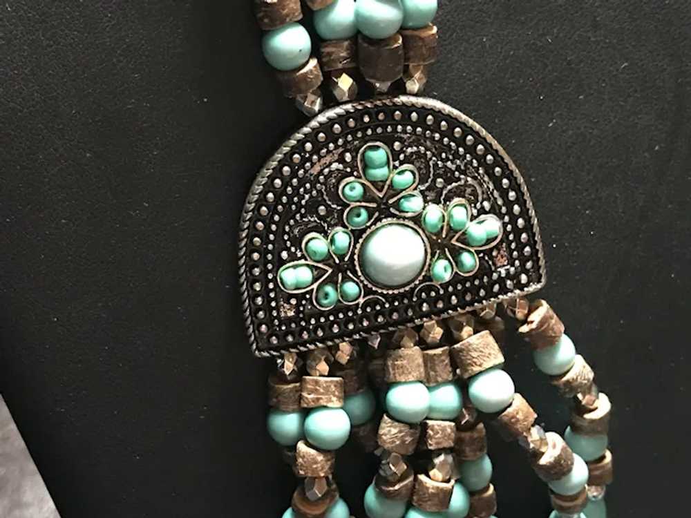 Fabulous Nine Strand Aqua Necklace - image 2