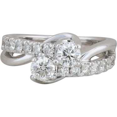 14k White Gold Diamond Bypass Engagement Ring