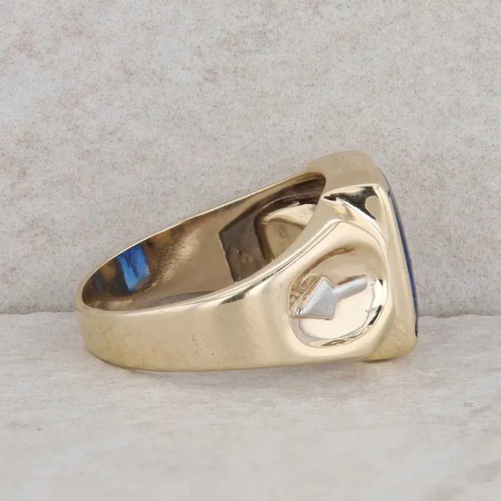 10k Yellow Gold Men's Masonic Synthetic Sapphire … - image 4