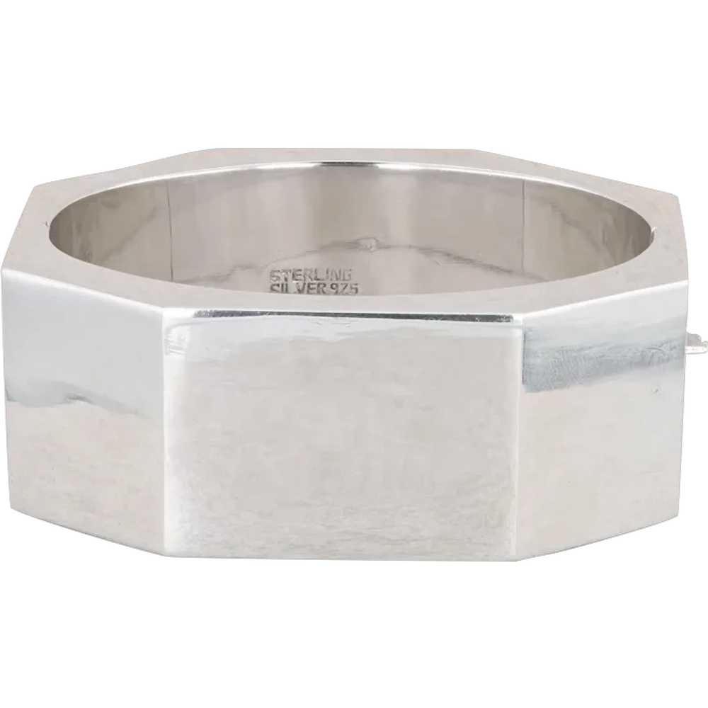 Sterling Silver Wide Octagonal Bangle Cuff 58.54g - image 1