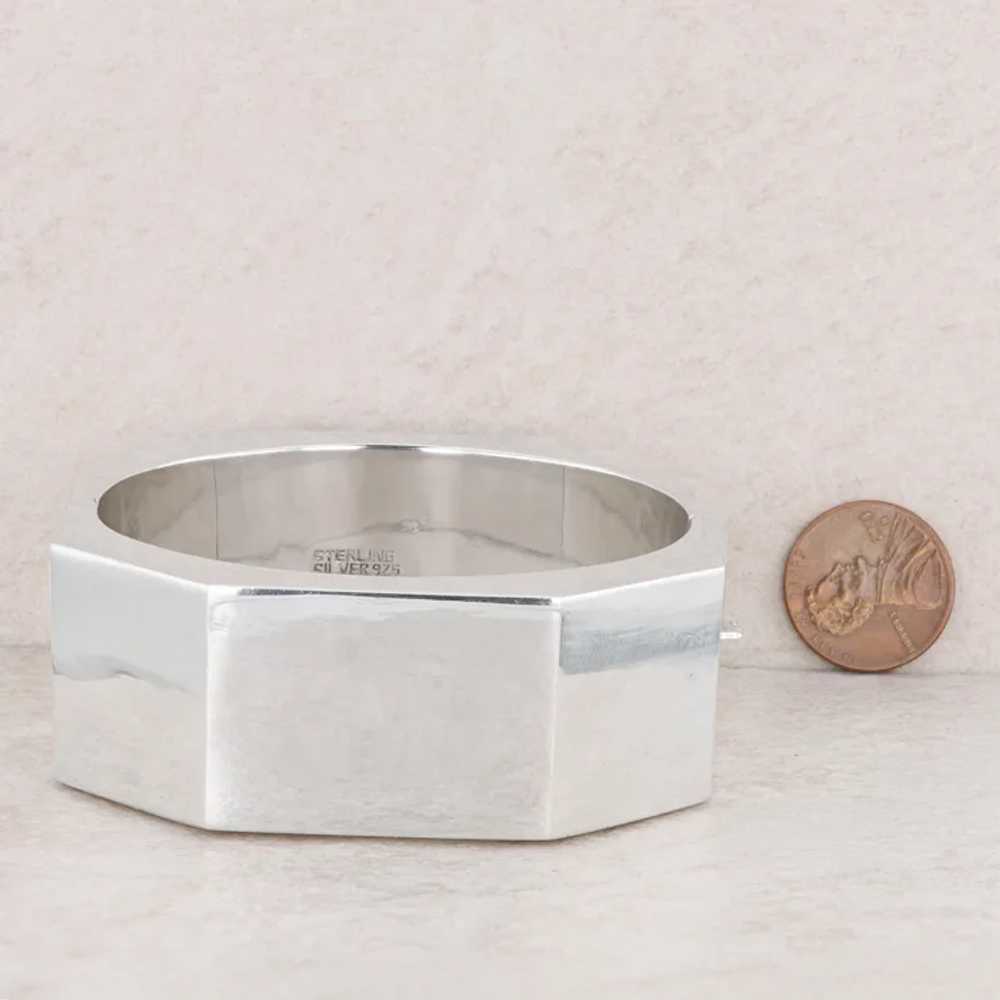 Sterling Silver Wide Octagonal Bangle Cuff 58.54g - image 5