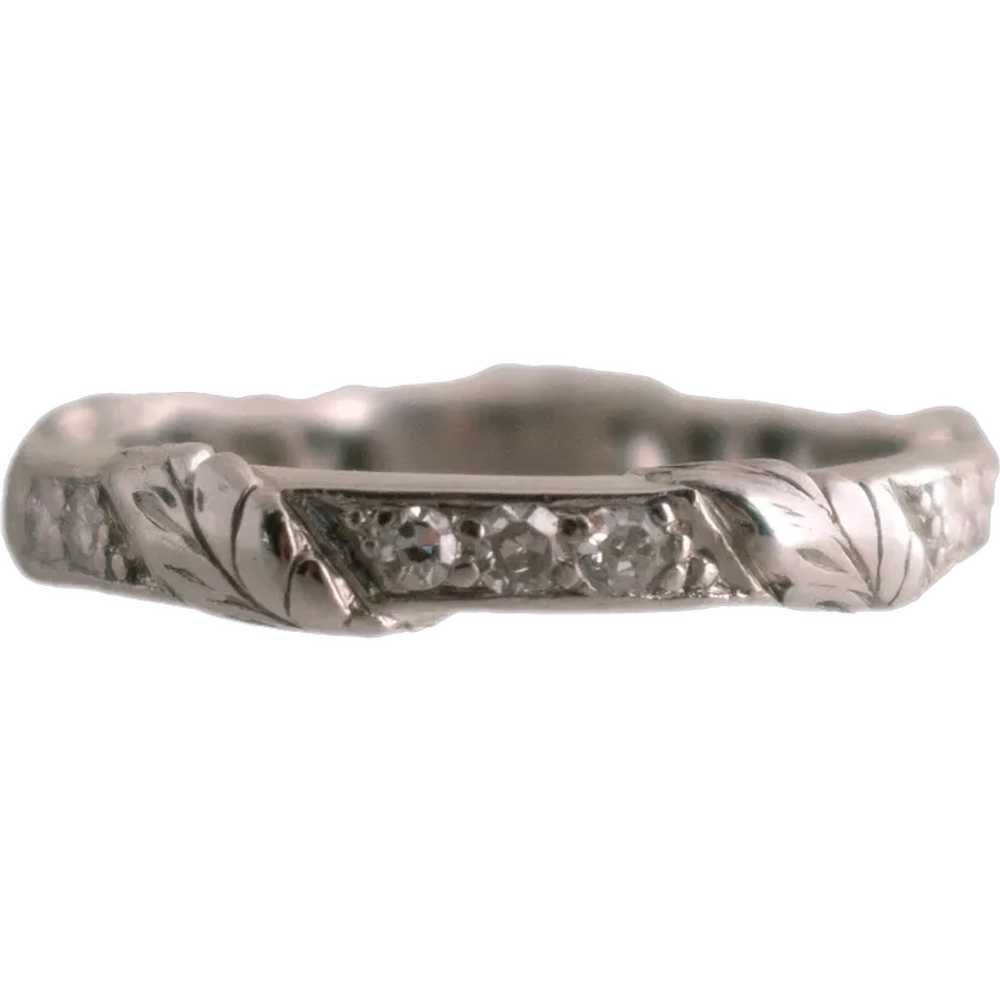 Vintage Platinum and Diamond Wedding Band - image 1