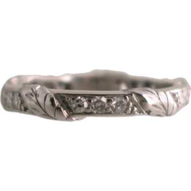 Vintage Platinum and Diamond Wedding Band - image 1