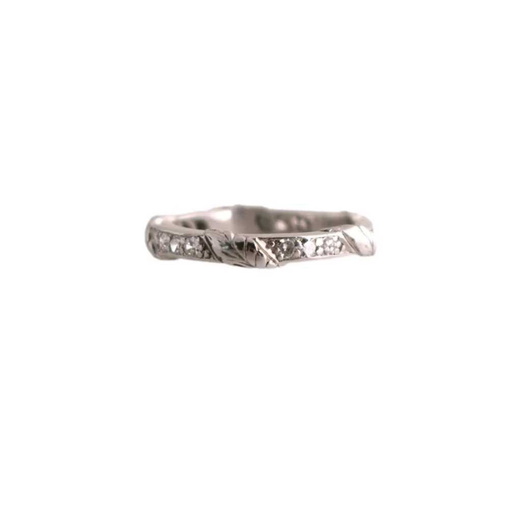 Vintage Platinum and Diamond Wedding Band - image 2