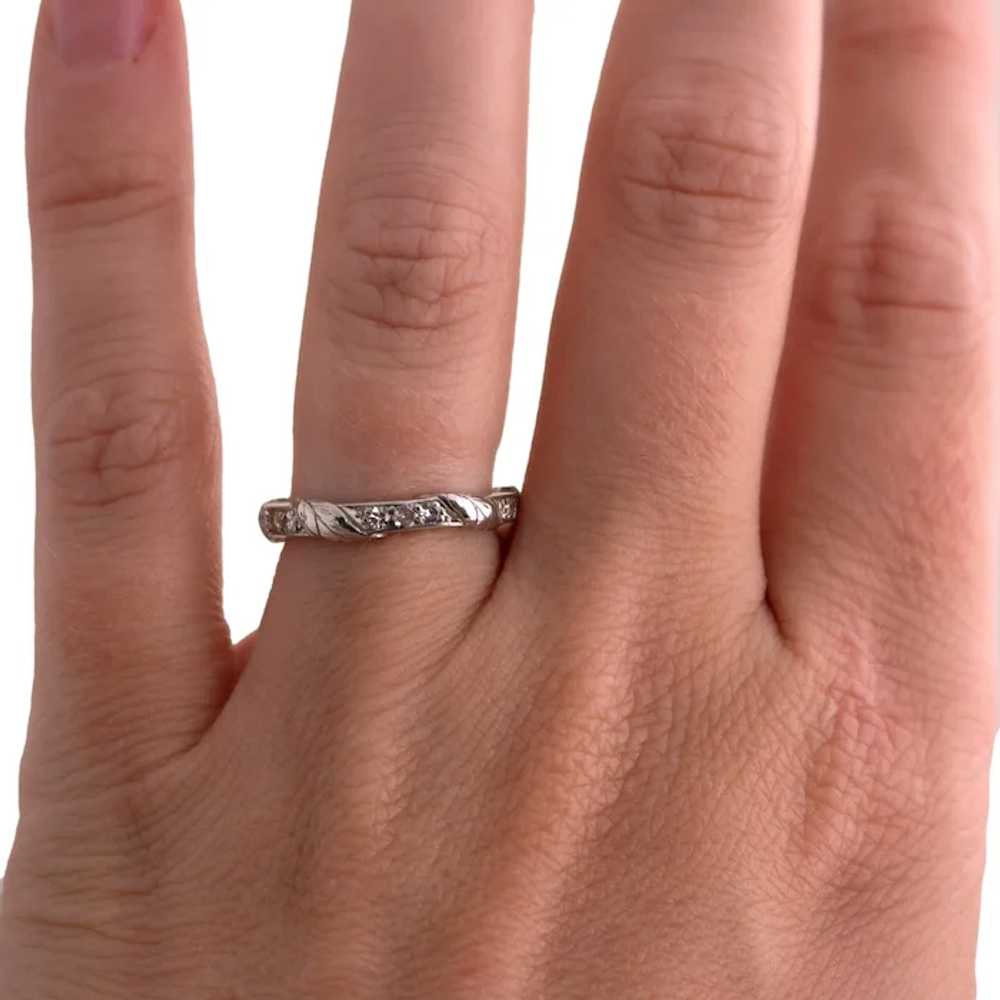 Vintage Platinum and Diamond Wedding Band - image 4