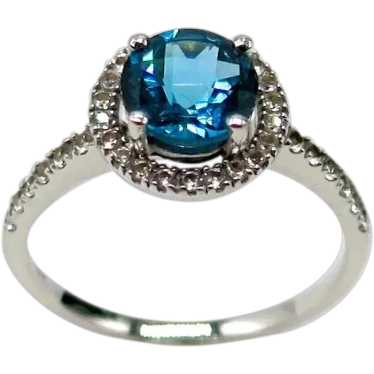 London Blue Topaz Ring 14k White Gold