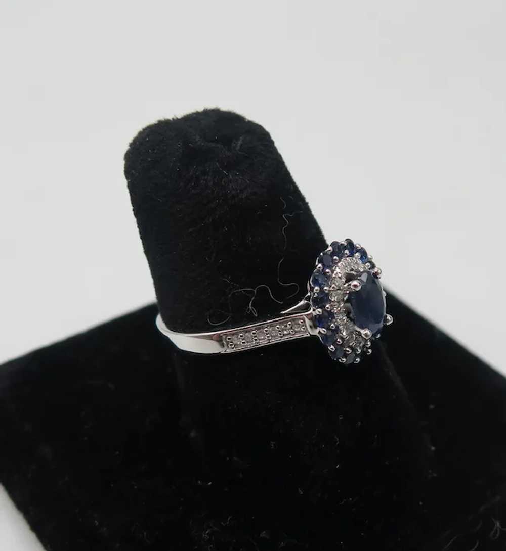 Sapphire & Diamond Ring 10K White Gold Ring Size … - image 10