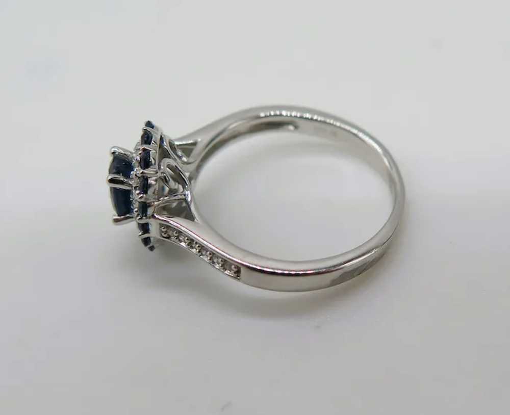 Sapphire & Diamond Ring 10K White Gold Ring Size … - image 7