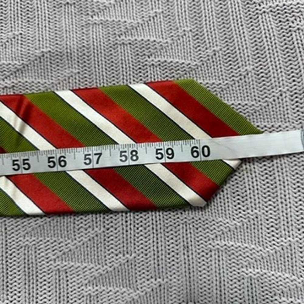 Brioni Brioni red green and white striped silk tie - image 6