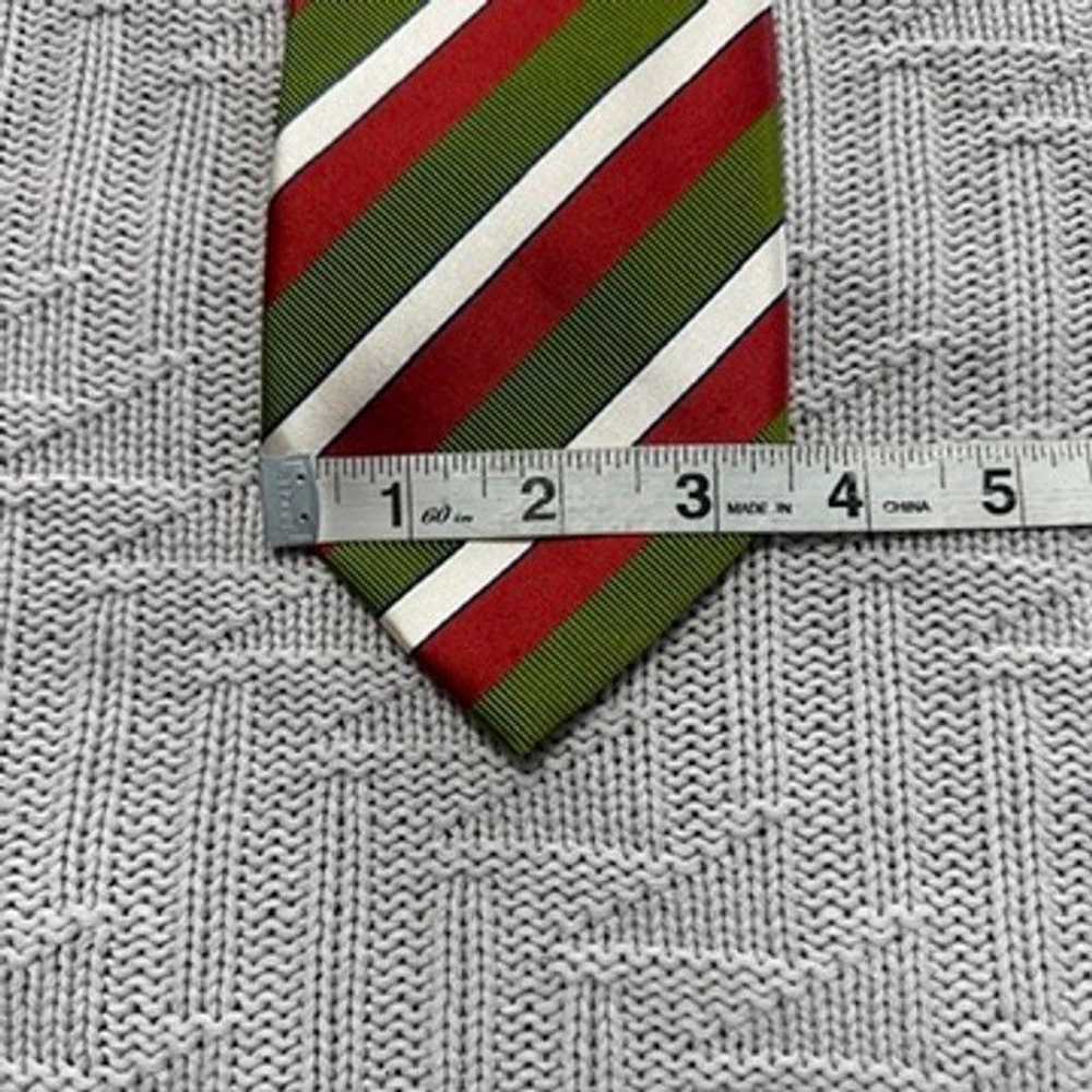 Brioni Brioni red green and white striped silk tie - image 7