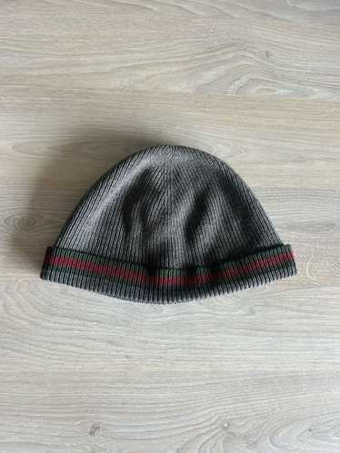 Gucci Grey Wool/Silk Blend Beanie with Web Detail