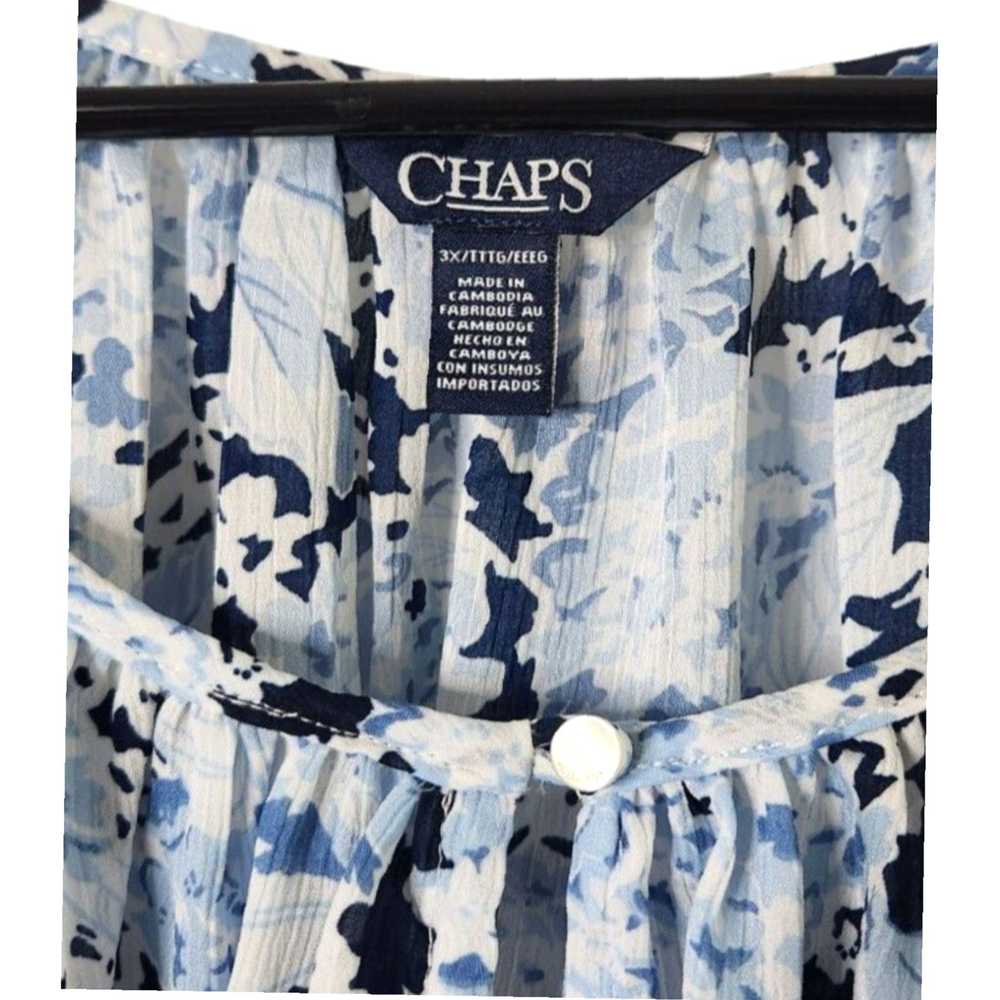 Chaps Elegant Floral Pattern Blue and White Semi … - image 5