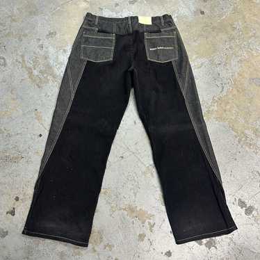 90s y2k kikwear バギーデニム ブラック サイドライン jnco 美品00s極太 LOWBOX ブラックデニム バギーショートパンツ B系