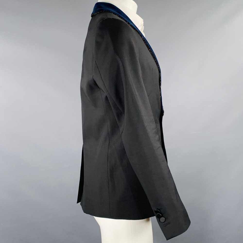 Dsquared2 Black Navy Wool Silk Shawl Collar Sport… - image 4