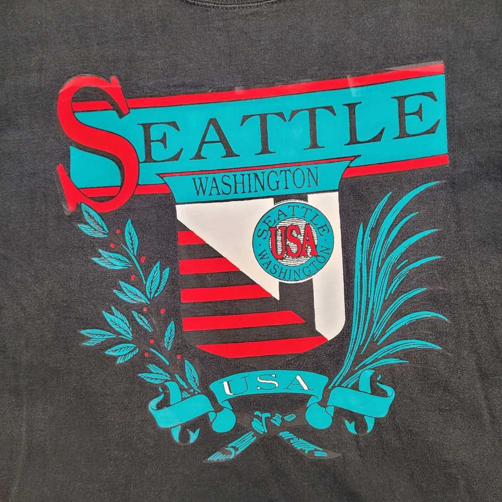 Jerzees Vintage 90s Seattle Shirt Medium 19x26 Bl… - image 3