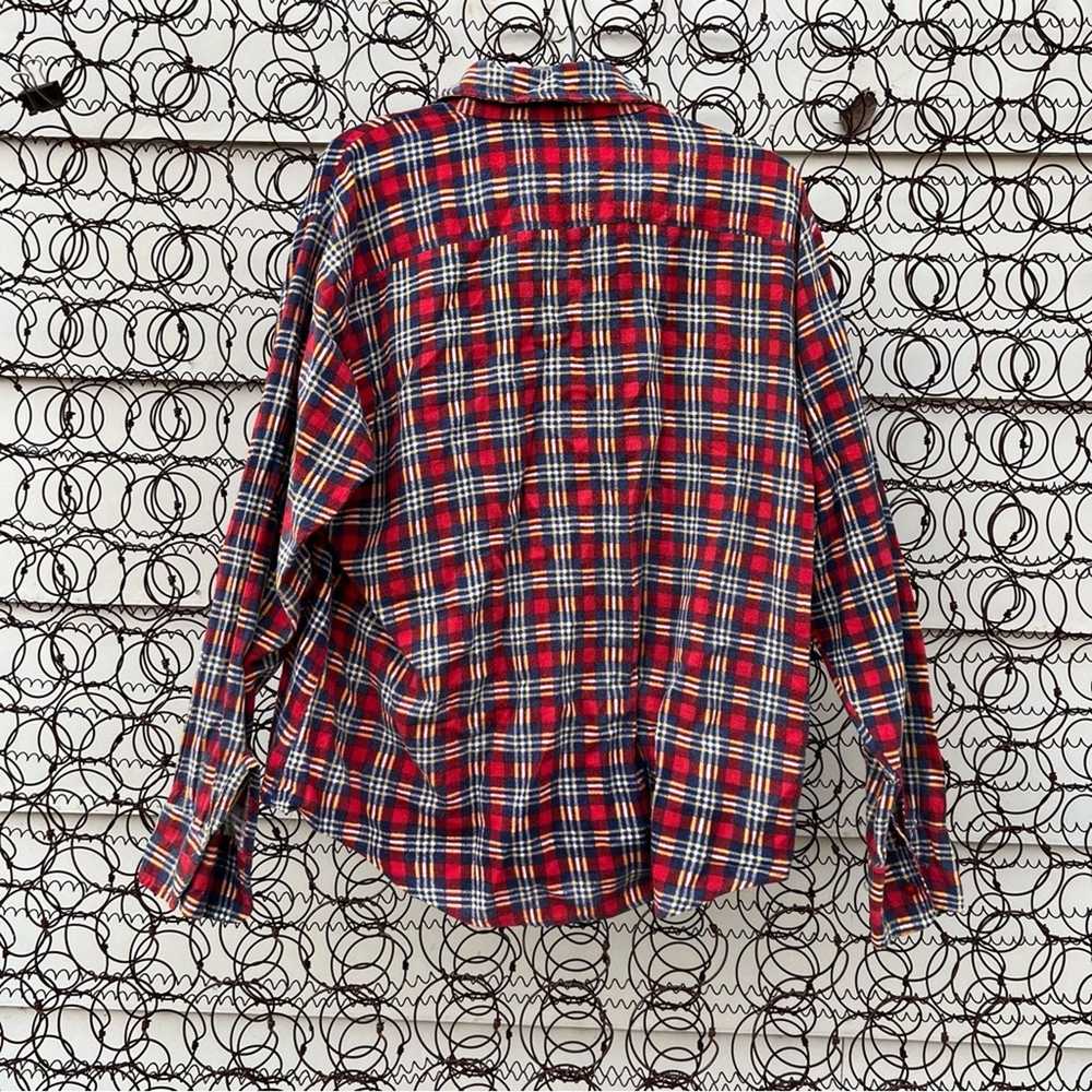 Vintage Huskee blue red plaid flannel long sleeve… - image 4