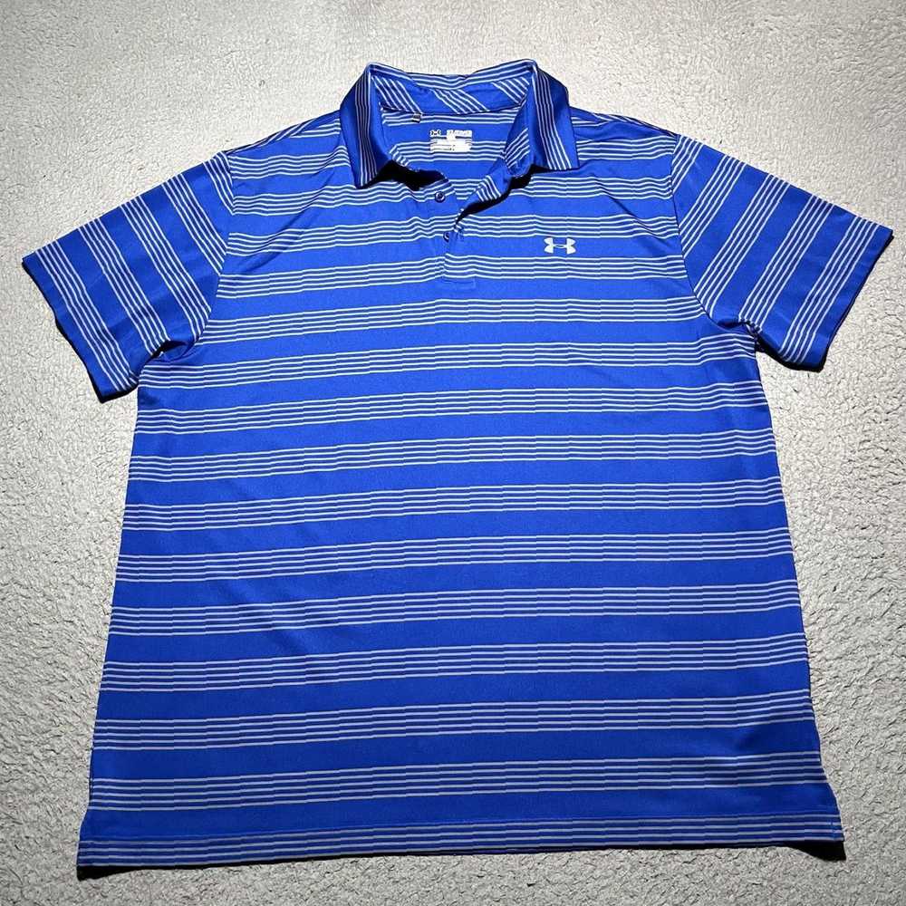 Under Armour Luxurious Blue Stripe Heatgear Golf … - image 1