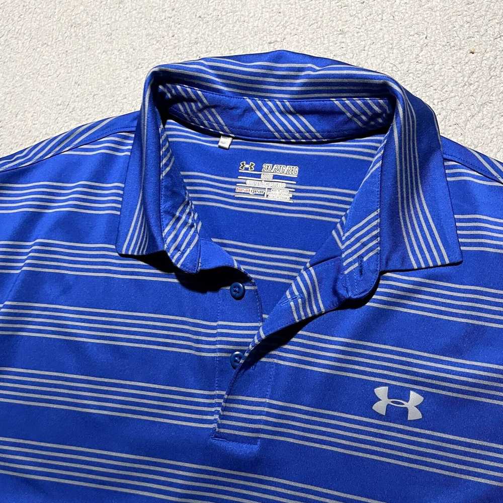 Under Armour Luxurious Blue Stripe Heatgear Golf … - image 6