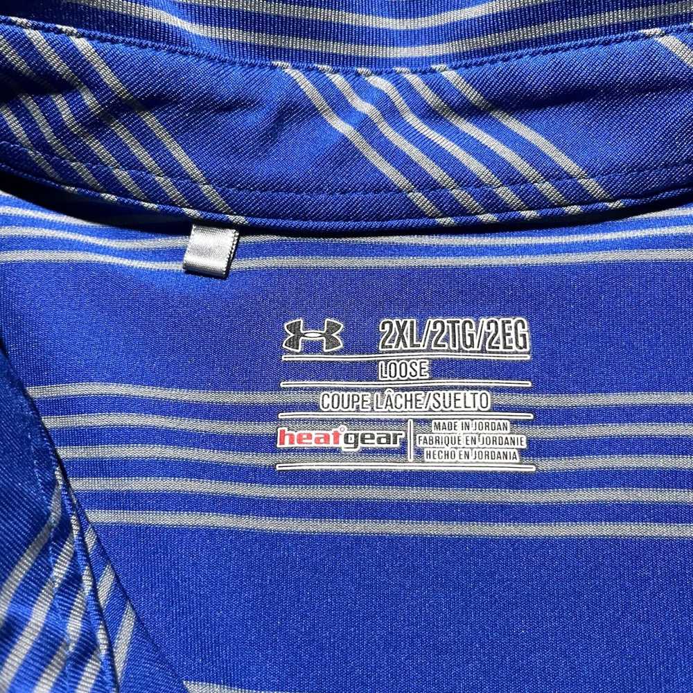 Under Armour Luxurious Blue Stripe Heatgear Golf … - image 7