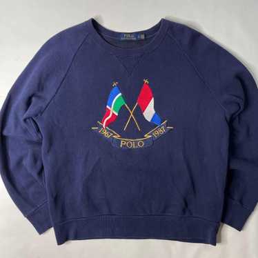 Vintage Polo Ralph Lauren 20th Anniversary Sweater Cross Flag deals 1967-1987 Large