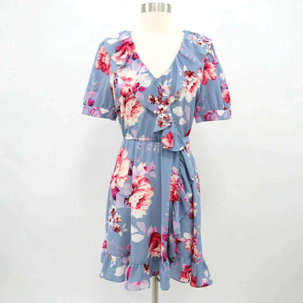 Vintage Stunning Ruffle Accented Floral Print V N… - image 1