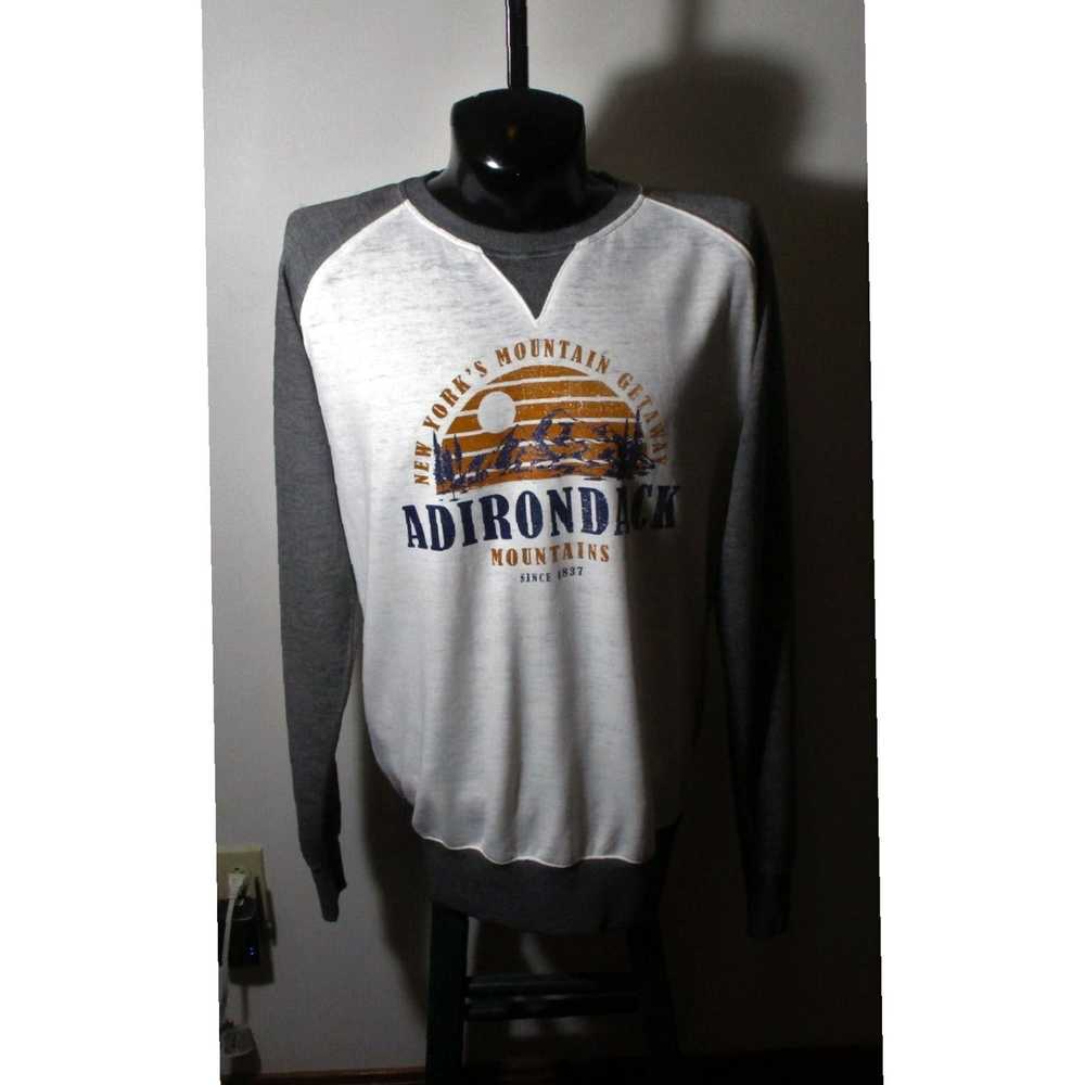 Vintage White and Gray Lightweight Long Sleeve Cr… - image 1