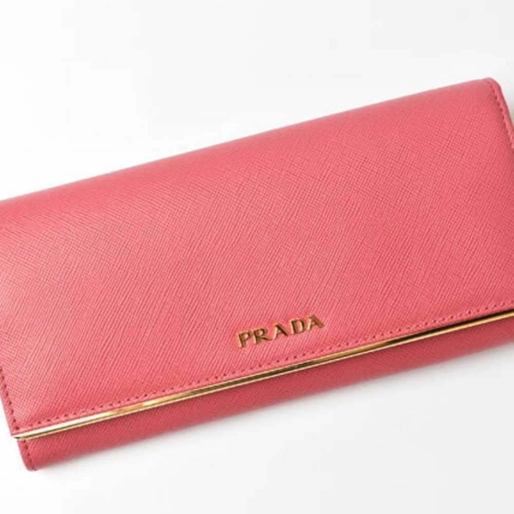 Prada Saffiano Pink Metal Wallet (Pre-Owned) - image 1