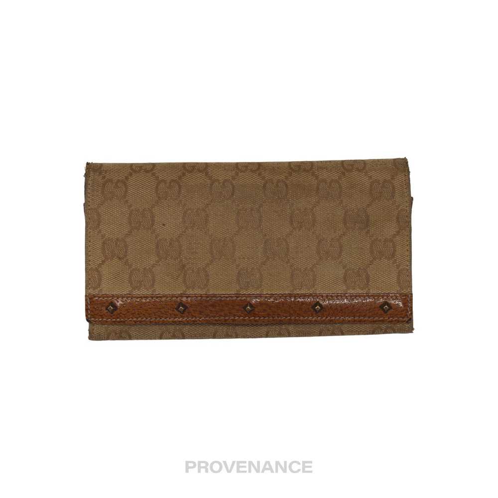 Gucci 🔴 Gucci Long Wallet - GG Canvas Brown Stud… - image 1