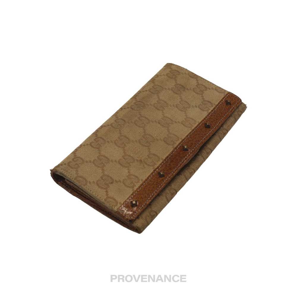 Gucci 🔴 Gucci Long Wallet - GG Canvas Brown Stud… - image 4