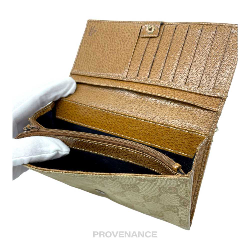 Gucci 🔴 Gucci Long Wallet - GG Canvas Brown Stud… - image 8