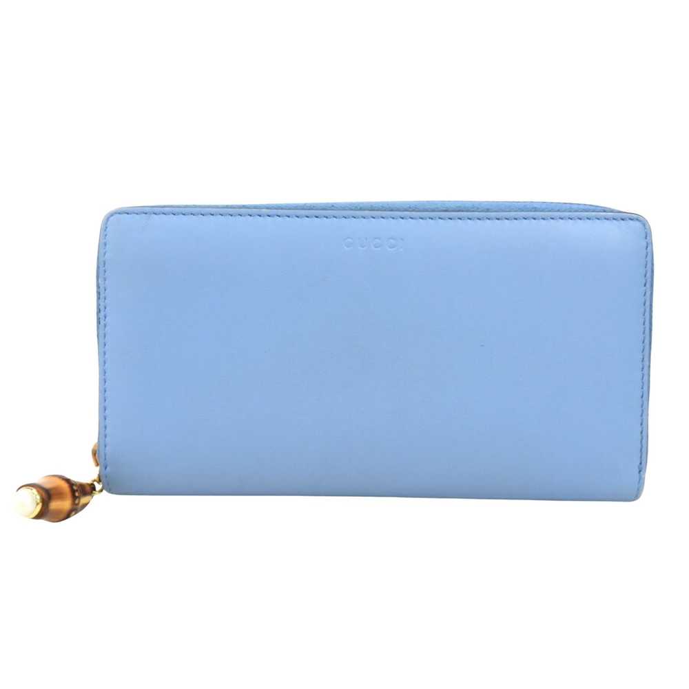 Gucci Bamboo Blue Leather Wallet (Pre-Owned) - image 1