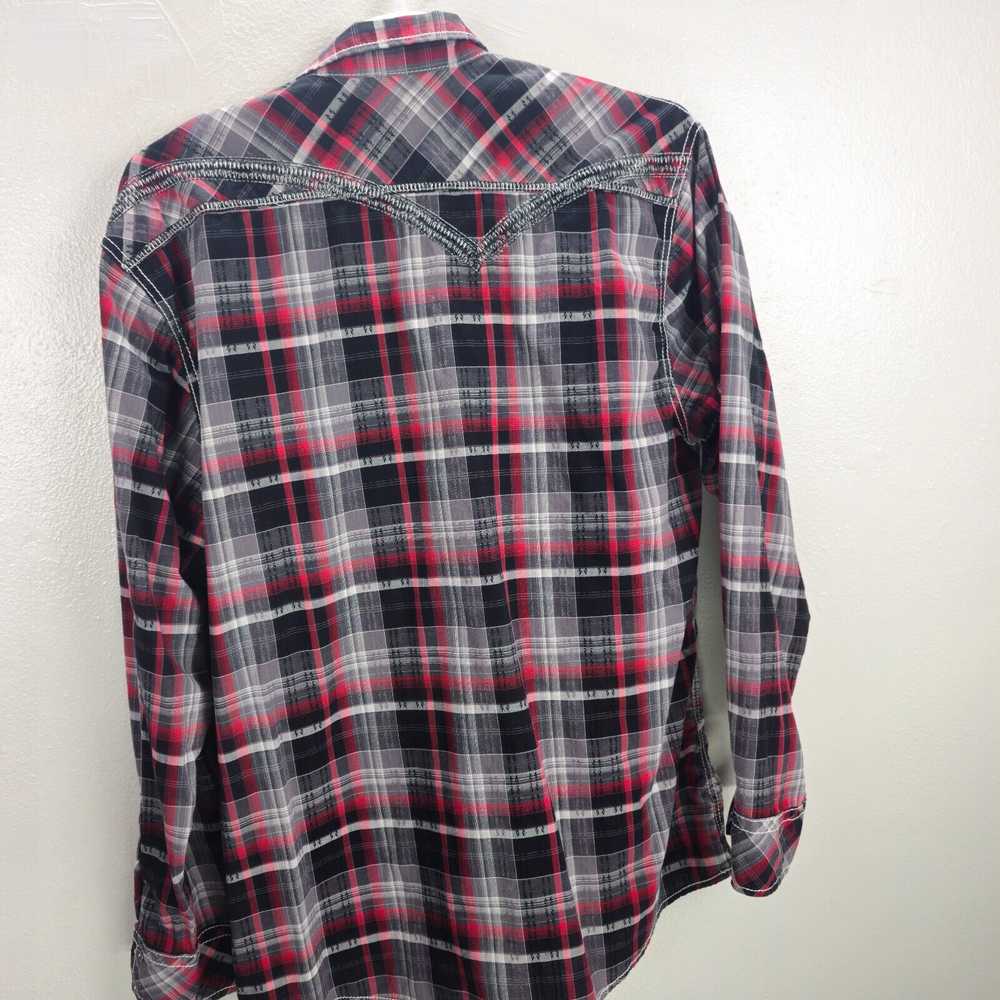 Buckle Black Shirt Mens 2XL Blue Plaid Button up … - image 12