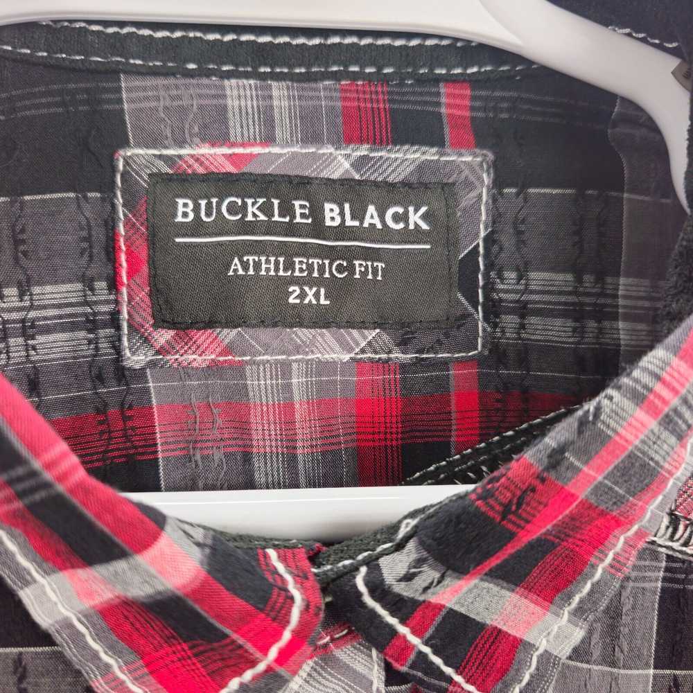 Buckle Black Shirt Mens 2XL Blue Plaid Button up … - image 8