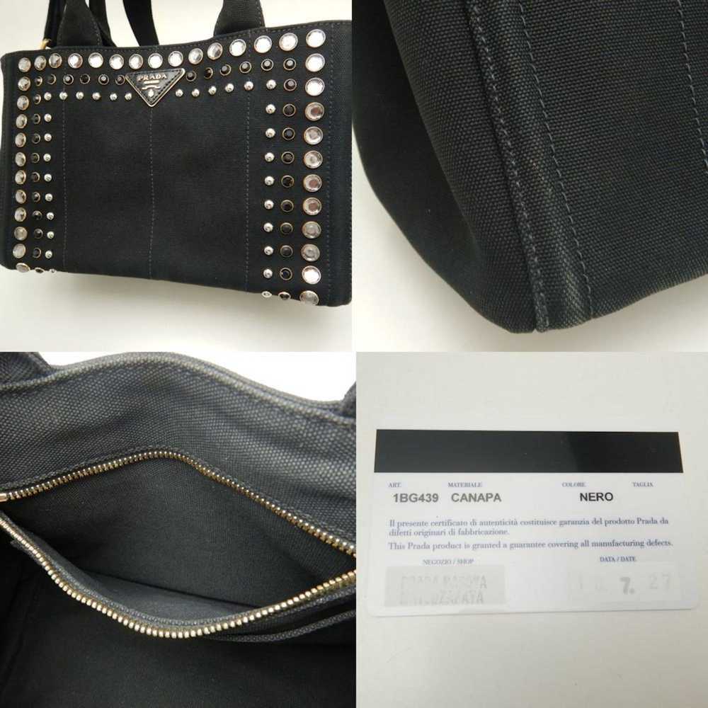 Prada Canapa Black Canvas Tote Bag (Pre-Owned) - image 6