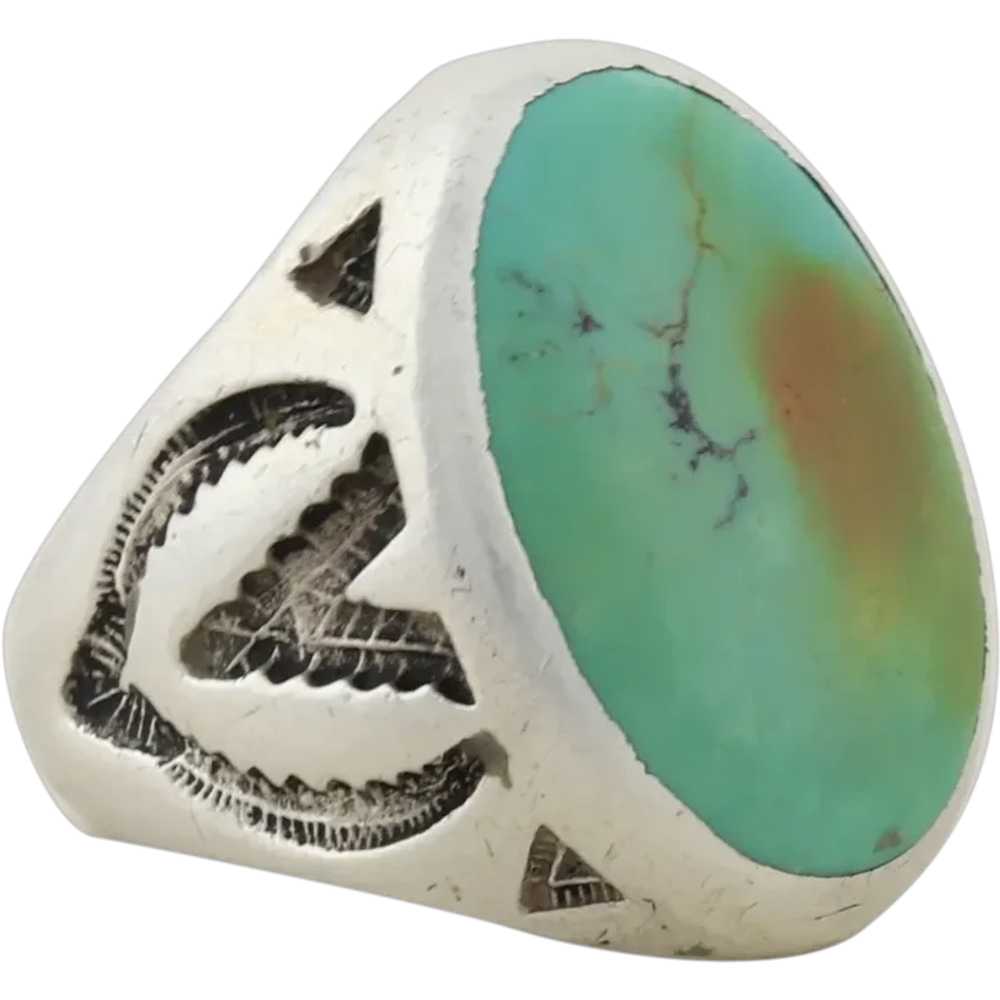 Men's Sterling Silver Turquoise Ring Size 11 - image 1