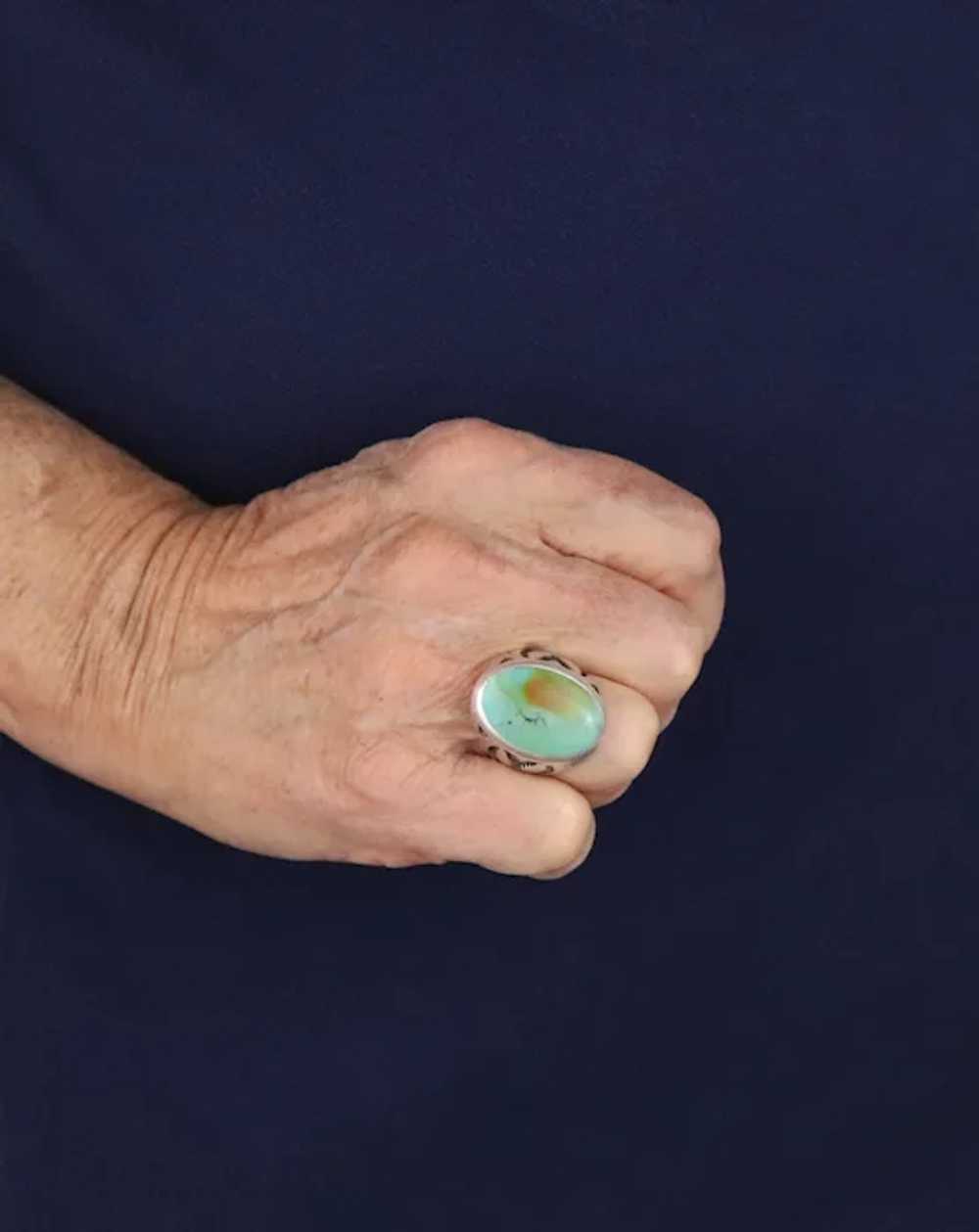 Men's Sterling Silver Turquoise Ring Size 11 - image 2