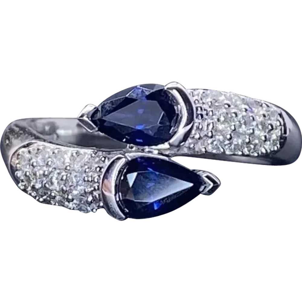 14k Diamond Sapphire Bypass Ring - image 1