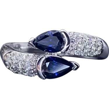 14k Diamond Sapphire Bypass Ring