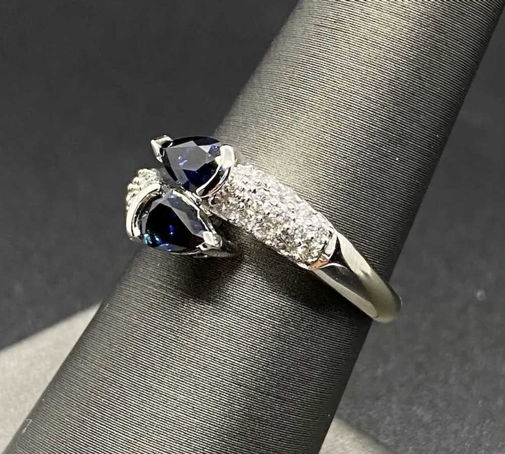 14k Diamond Sapphire Bypass Ring - image 2