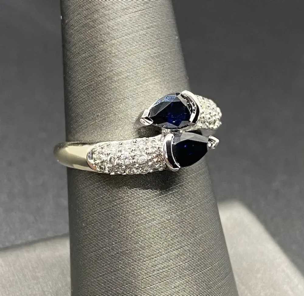 14k Diamond Sapphire Bypass Ring - image 3