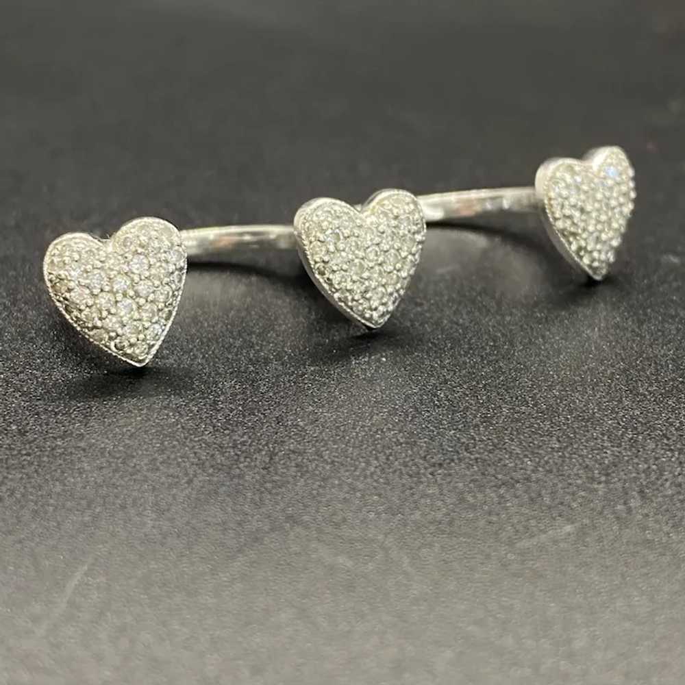 14k 0.88 CTW Diamond Heart Two Finger Ring - image 2