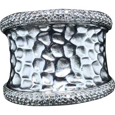 EFFY Sterling Diamond Hammered Ring - image 1