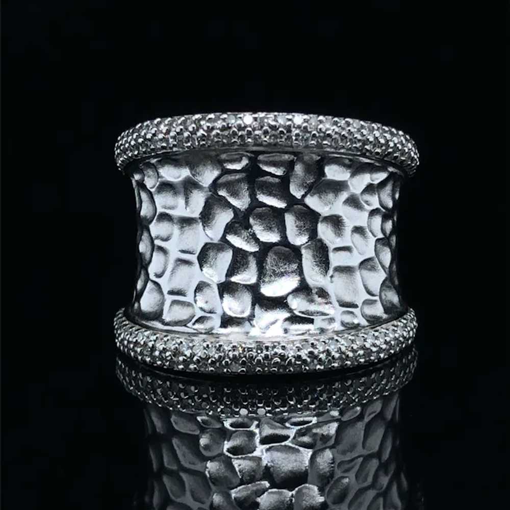 EFFY Sterling Diamond Hammered Ring - image 2